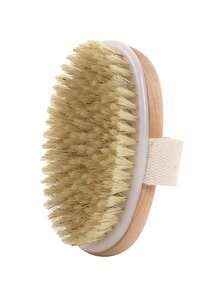 1 chiếc bàn chải tắm cán gỗ, bàn chải lông lợn, bàn chải cầm tay, bàn chải massage lông mềm có thể tháo rời - Màu Khaki - Xem 4