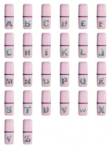 A-Z 海洋字母牙刷收纳盒,浴室用品,户外旅行牙刷牙膏收纳盒,字母系列印花防尘整理盒,旅行必备,返校用品,假日露营必备,夏季短途旅行,浴室用品,家居用品及收纳 - 粉色 - 查看 3