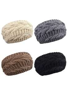 4 Chiếc Băng Đô Cài Tóc Turban Đan Móc Mùa Đông Cho Bé Gái Ấm Áp Cồng Kềnh Khăn Trùm Đầu Móc Bông Tai Phụ Kiện Mùa Đông - Nhiều màu - Xem 1