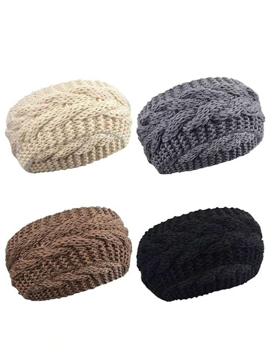 4 Chiếc Băng Đô Cài Tóc Turban Đan Móc Mùa Đông Cho Bé Gái Ấm Áp Cồng Kềnh Khăn Trùm Đầu Móc Bông Tai Phụ Kiện Mùa Đông - Nhiều màu - Xem 1