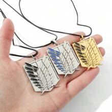 1pc Cartoon Anime Attack On Titan Corps Badge, Fashionable And Personalized Wing Token Pendant Necklace, Suitable For Daily Wear