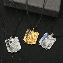 1pc Cartoon Anime Attack On Titan Corps Badge, Fashionable And Personalized Wing Token Pendant Necklace, Suitable For Daily Wear