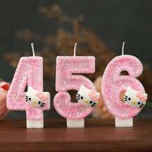 Nến trang trí bánh kem  Pink Glitter Number Candle Toppers, Thích hợp cho nến trang trí nhân vật hoạt hình, Dùng cho tiệc tùng và lễ kỷ niệm, Phụ kiện nến chất lượng cao không dùng điện, Nến sinh nhật, Nến số mèo, Nến trang trí bánh kem màu hồng - Nhiều màu - Xem 2