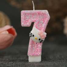 Nến trang trí bánh kem  Pink Glitter Number Candle Toppers, Thích hợp cho nến trang trí nhân vật hoạt hình, Dùng cho tiệc tùng và lễ kỷ niệm, Phụ kiện nến chất lượng cao không dùng điện, Nến sinh nhật, Nến số mèo, Nến trang trí bánh kem màu hồng - Nhiều màu - Xem 5
