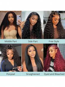 Curly Lace Front Wig Human Hair 13x4 Jerry Curly Transparent Lace Frontal Wig With Baby Hair Pre Plucked Curly Wigs For Women 180 Density Brazilian HD Lace Front Wigs Human Hair - 黑色 - 查看 9