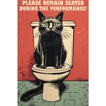 1 st Ben je aan het poepen Badkamerbord Grappige kattencitaten Poster Canvas Schilderij Cartoon Muurkunst Foto's Retro Toilet Huiskamer Decor Geen lijst