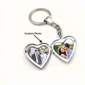 Anpassad hjärtformad fotonyckelring - rostfritt stål, enkel design - den perfekta presenten till pojkvänner, examen, årsdagar