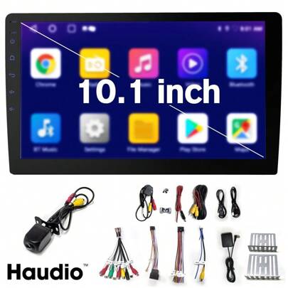 Haudio Haudio 10 Inch Car Stereo, 2GB+64GB CarPlay And Android Auto 13, Universal Double Din Car Radio With HD Display And AHD Backup Camera, Support GPS Navigation, Mirror Link, Car DVR System And Rear View Camera, AG552