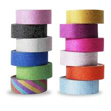 Glitter Washi Tape Set,Gold Glitter Tape,Sparkly Adhesive Tape For DIY Crafts And Decorations - Easy To Use And Durable Craft Tape - Multicolor Pack For Scrapbooking And Gift Wrapping,For DIY Crafts, Gift Wrapping, Planner, Scrapbook, Arts, Party Decorations(1.5cm X 10m/0.6inx 11yard) - Multicolor - View 2