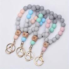 1 件灰色硅胶串珠钥匙扣，男女通用背包挂饰，汽车钥匙扣，节日礼物，派对礼品，生日礼物，乔迁礼物，纪念品，圣诞节，万圣节，感恩节礼品包配件挂绳带身份证夹汽车配件包饰