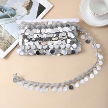 2 码 3.5 厘米亮片流苏吊坠蕾丝首饰装饰衣服流苏水钻 DIY 蕾丝配件流苏缝纫装饰部件衣服宝石或亮片