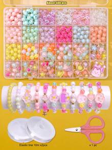Children's DIY Beading Craft Set, Includes Accessories For Girls To Make Beaded Bracelets