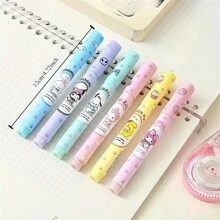 Sanrio 6pcs Sanrio Highlighter Pen - Eye Friendly, Colorful Circular Tip, Medium Plastic Material, Snap On Cap, Suitable For Daily Office/Diary And Note Taking, Ideal Choice For Students And Professionals