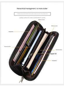 Ví dài nam Ví có khóa kéo, dung lượng lớn, nhiều ngăn đựng thẻ, ví cầm tay thời trang công sở - Nhiều màu - Xem 7