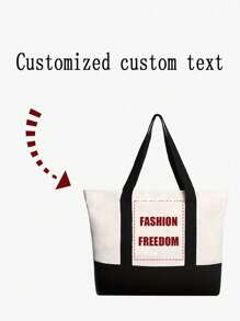 Bolsa de lona personalizada con costura de foto contrastante, bolso de mano ligero y de moda, bolsa plegable de almacenamiento, bolso de hombro para ir y venir, bolsa de compras de gran capacidad, adecuado para uso diario, puede ser un regalo para familiares y amigos, todo propósito, gran capacidad, versátil, casual, básico, personalizado, único, para aniversarios, para cumpleaños, para vacaciones/viajes, para exteriores/salidas/viajes/senderismo/estadio/deportes/escalada, para negocios/traslado/trabajo/oficina - Blanco - Ver 3