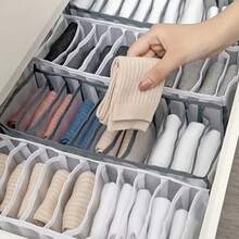 Hộp đựng đồ lót và tất 11 ngăn tiết kiệm không gian - Ngăn kéo vải bền chắc để cất đồ ở nhà và ký túc xá - Xám - Xem 5