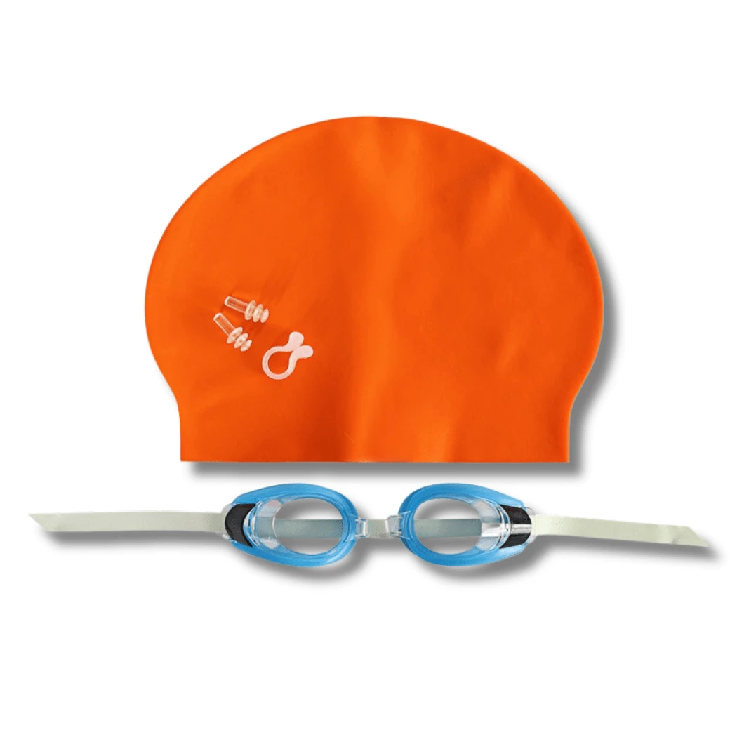 Swimming Kit Goggles + Cap + Ear And Nose Protector - Various Colors - Children/Youth - trái cam - Xem 1