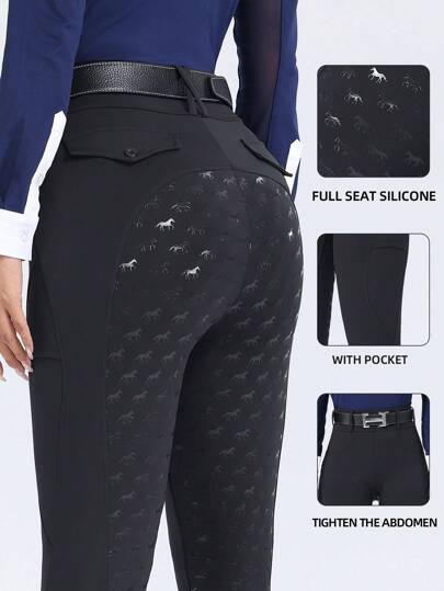 ROYALS MATTINI Women Equestrian Clothing, Full Seat Silicone Anti-Slip Durable Riding Breeches, Women's Horse Riding Pants, Sport Tights With Pockets Suitable For Equestrian Sports, Quick-Drying