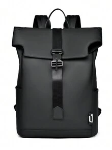 Balo thời trang nam, Balo Unisex có nắp gập thời trang mới, kiểu dáng cao cấp, thích hợp cho Tết Nguyên đán, Ngày lễ tình nhân, Kỳ nghỉ xuân/hè, Du lịch - màu đen - Xem 4