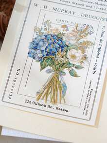 10 件/包花卉承诺主题铝箔贴纸，花卉图案材料，用于剪贴簿装饰，PET 材料 - 彩色 - 查看 2