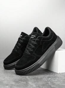 scarpi sportivi casual con lacci, colore grigio unito, da uomo, scarpe da ginnastica personalizzate, casual e alla moda, adatte per pendolari e giovani coppie - nero - Visualizzare 4