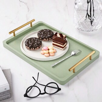 1pc Bamboo Wood Refined Tray, Tabletop Storage Dish, Coffee Plate, Living Room Lightweight Luxury Kitchen Household Accessory