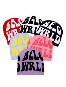 嵌花针织 Y2K 字母无檐便帽，男女通用街头嘻哈帽 - A - 查看 10