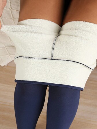 1 件女士保暖内衬高腰健身冬季保暖加厚紧身裤柔软瑜伽裤