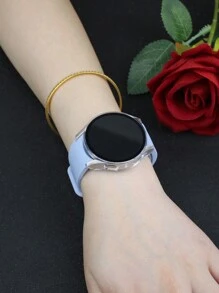 二合一三星 Galaxy 表带 + 三星 Galaxy 表壳柔软、舒适、防水铆钉扣运动硅胶表带 + 防摔防刮 PC 外壳带钢化玻璃保护膜一体式表壳兼容三星 Galaxy Watch 4/5/6/7 40MM 44MM，男女通用三星 Galaxy 表带 + 三星 Galaxy 表壳 - 天藍色錶帶+透明殼 - 查看 7