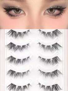5 Cặp Lông Mi Giả Tự Nhiên, Cong, Thanh Mảnh, Phong Cách Truyện Tranh, Đuôi Mắt Dài, Thích Hợp Cho Người Mới Bắt Đầu, Có Thể Tái Sử Dụng, Thích Hợp Cho Diễn Xuất Nhập Vai Và Sân Khấu, Tiệc Giáng Sinh - màu đen - Xem 1