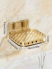 1 pieza Estante de almacenamiento de baño montado en la pared, soporte para jabonera, escurridor de jabón, sin perforación, diseño de drenaje hueco, caja organizadora de baño, separación de artículos de tocador, accesorios de baño.