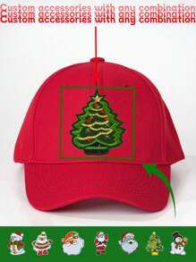 1pc DIY Customizable 8 Styles Of Christmas Accessories And 7 Colors Baseball Cap, Can Be Mixed And Matched, Suitable For Christmas