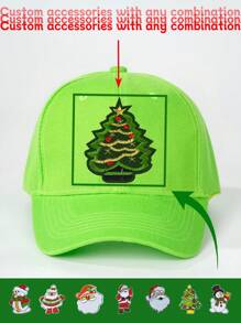 1pc DIY Customizable 8 Styles Of Christmas Accessories And 7 Colors Baseball Cap, Can Be Mixed And Matched, Suitable For Christmas