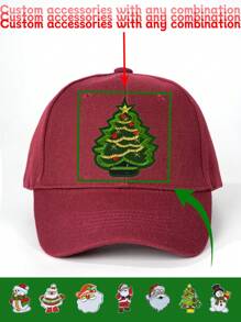 1pc DIY Customizable 8 Styles Of Christmas Accessories And 7 Colors Baseball Cap, Can Be Mixed And Matched, Suitable For Christmas