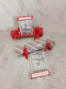 1 علبة هدية سداسية الشكل لمفاجأة النقود، تعبئة هدايا إبداعية ، لوازم تغليف هدايا عيد الميلاد ورأس السنة الحمراء