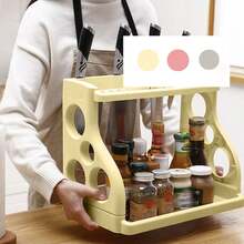 Organizador de cocina desmontable de 2 niveles - Estantería de almacenamiento versátil para el escritorio para botellas de condimentos, cuchillos y artículos esenciales de baño - Soporte multifuncional para la organización del hogar - Multicolor - Ver 2