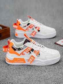 L.S.W.P 2024 New Fashion Casual Shoes, Durable Outdoor Sports Shoes, Men's Everyday Stylish Sneakers, Soft Sole Comfortable Non-Slip Casual Fashionable Skateboarding Shoes - White Orange - View 7