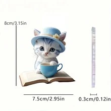 1 件可爱卡通猫咪装饰挂件，创意彩绘亚克力家居装饰多色装饰挂饰，可爱宠物系列挂件适用于装饰书包、钥匙扣、节日家居装饰多场景使用氛围挂件学校装饰学校惊喜宿舍装饰返校 - 多色 - 查看 7