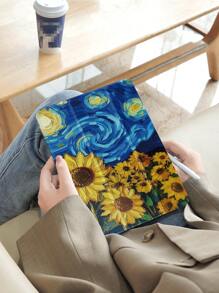 Ayotu 苹果向日葵猫保护壳适用于三星 Galaxy Tab/IPad、IPad 第 9/8/7 代 10.2 英寸、新款 IPad 第 10 代保护套、具有自动唤醒/睡眠功能、四角防摔 - 彩色 - 查看 5