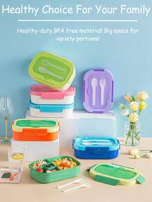 Hộp đựng cơm trưa Bento vuông 1 ngăn - Thiết kế chống rò rỉ an toàn, dễ rửa bằng tay, đầy đủ đồ dùng nhà bếp, giải pháp lưu trữ và sắp xếp lý tưởng - Nhiều màu - Xem 2