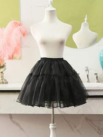 1 pieza Enagua versátil, falda interior de tul suave para vestido Lolita, vestido de fiesta, uso diario, cintura elástica, adecuado para Halloween, Navidad