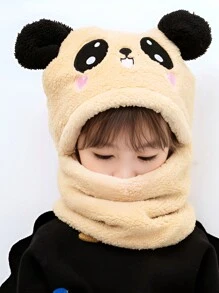 1pc Panda Children Hat With Scarf, Cute And Super Adorable Plush Warm Ear Protection, Suitable For Boys And Girls Ages 1-4, 4-6, 7-10, 11-Adult, For Indoor, Outdoor, Cosplay, Party, Children Gift