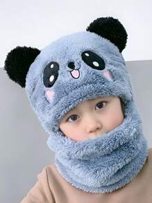 1pc Panda Children Hat With Scarf, Cute And Super Adorable Plush Warm Ear Protection, Suitable For Boys And Girls Ages 1-4, 4-6, 7-10, 11-Adult, For Indoor, Outdoor, Cosplay, Party, Children Gift