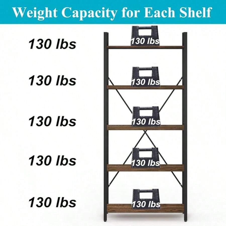 BON AUGURE Industrial Bookshelf, Etagere Bookcases And Book Shelves 5