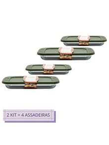 Set Of 4 Airtight Glass Baking Dishes With Lids 2-1.6L And 2-2.2L - trắng - Xem 6