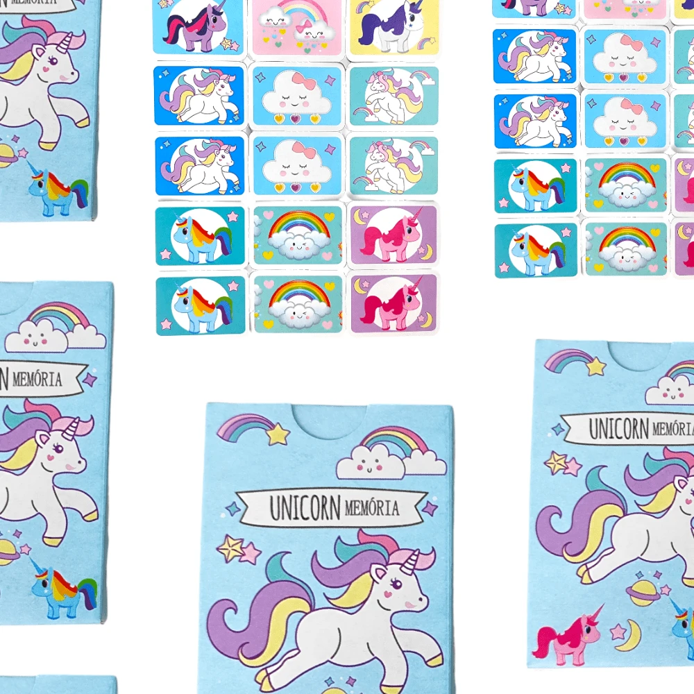 Kit 5 Boxes Unicorn Memory Game Souvenir Coloring Painting Children's Game Party Gift For Kids - Multicolor - View 1