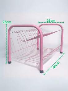 Black Double Drainer Kitchen Organization Two Floors 11 Plates And 5 Glasses - HỒNG - Xem 4