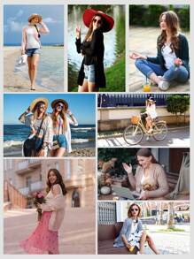 baleaf 女士轻便开衫，带口袋，长袖衬衫，前开式休闲宽松夹克，柔软垂坠 - 黑色 - 查看 4