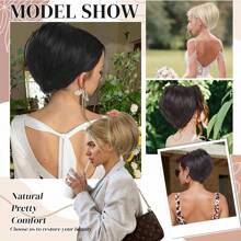 8inch/20cm Claw Clip Short Ponytail Hair Extensions With 4 Bendable Metals DIY Style Synthetic Hair Pony Tail Messy Bun Hairpiece Straight To Curly High Fluffly Chignon Updo Hairpieces Black Brown Blonde Highlight Daily Party Halloween Christmas Gift - Tóc vàng sẫm đến tóc vàng tẩy - Xem 2