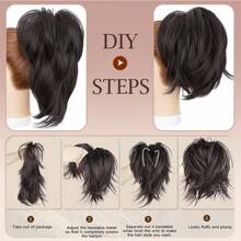 8inch/20cm Claw Clip Short Ponytail Hair Extensions With 4 Bendable Metals DIY Style Synthetic Hair Pony Tail Messy Bun Hairpiece Straight To Curly High Fluffly Chignon Updo Hairpieces Black Brown Blonde Highlight Daily Party Halloween Christmas Gift - Tóc vàng sẫm đến tóc vàng tẩy - Xem 9